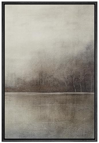 SIGNWIN Framed Canvas Print Wall Art Grey Tan Pastel Watercolor Grunge Landscape Abstract Shapes Illustrations Decorative Relax/Calm Zen for Living Room, Bedroom, Office - 16"x24" Black - color: A23-2309-irs09, size: 24"L x 16"W