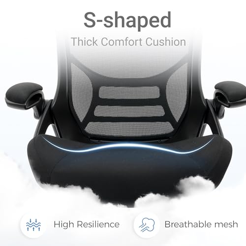 400lbs Big and Tall Heavy Duty Drafting Chair 5" Thickened Seat Tall Office Chair Flip-Up Armrests Ergonomic Chair with Lumbar Support and Adjustable Footrest Ring Standing Desk Chair (Black) - color: Black