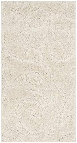 SAFAVIEH Florida Shag Collection Accent Rug - 2'3" x 4', Cream & Cream, Scroll Design, Non-Shedding & Easy Care, High-Low Plush Pile, Ideal for Bedroom, Foyer, Hallway (SG455-1111) - color: Creme, size: 2'3" x 4' (Rectangular)