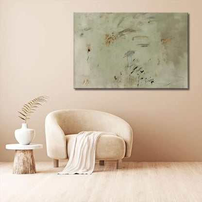 Large Sage Green Abstract Art Print Modern Pastoral Style Wall Decor, Modern Wall Art, Framed Wall Art. (Framed,12×18 inch) - size: 12×18 inch