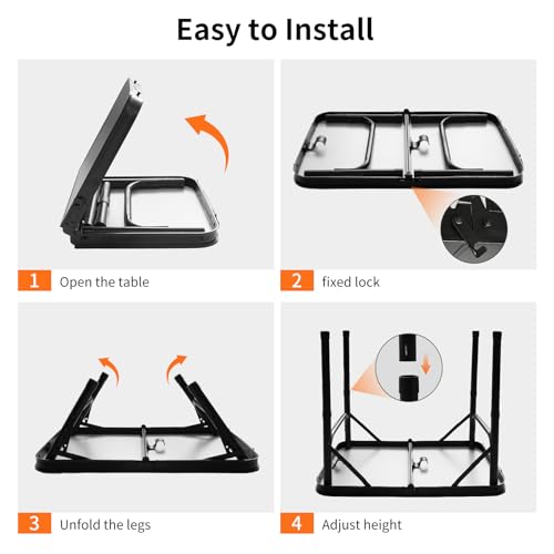 Folding Camping Table, Black Aluminum Frame,3-Position Adjustable Height,Lightweight Carry Handle, Portable for Travel, Camping Outdoor Use, 2 Ft x 1.5 Ft(Small), Black - size: 2 ft × 1.3 ft × 1.78 ft H, No Umbrella Hole
