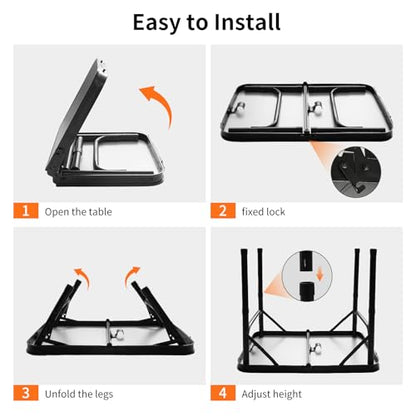 Folding Camping Table, Black Aluminum Frame,3-Position Adjustable Height,Lightweight Carry Handle, Portable for Travel, Camping Outdoor Use, 2 Ft x 1.5 Ft(Small), Black - size: 2 ft × 1.3 ft × 1.78 ft H, No Umbrella Hole