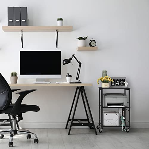 LIANTRAL 3 Tier Rolling Cart, Black Kitchen Carts on Wheels with Storage | Multifunctional Utility Cart for Kitchen Bathroom Living Room Bar Office - size: Medium, style: Black