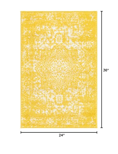 Rugs.com - Arlington Rug – 2' x 3' 1 Yellow Coastal Rug – Ideal for Entryways, Kitchens, and Bathrooms - color: Yellow, size: 2' x 3' (Rectangular)
