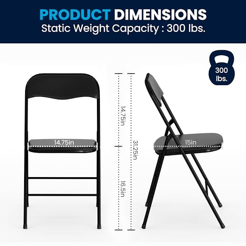 EMMA + OLIVER Black Square Folding Card Table and Chairs Set for 4 Players | Lightweight, Easy Storage, Padded Top - color: Black