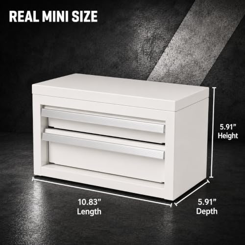 Mini 2-Drawer Steel Tool Box White - color: White, size: 2 Drawer