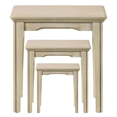 Kmax Nesting Tables Set of 3, Small Sofa Side Table Rustic Stacking End Table Rectangle Solid Wood Coffee Tables for Small Space - Ashes White - color: Ashes White