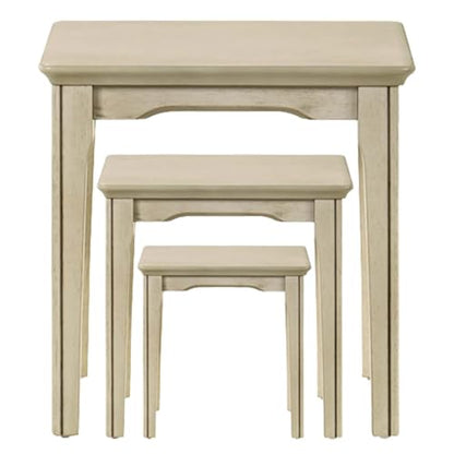 Kmax Nesting Tables Set of 3, Small Sofa Side Table Rustic Stacking End Table Rectangle Solid Wood Coffee Tables for Small Space - Ashes White - color: Ashes White
