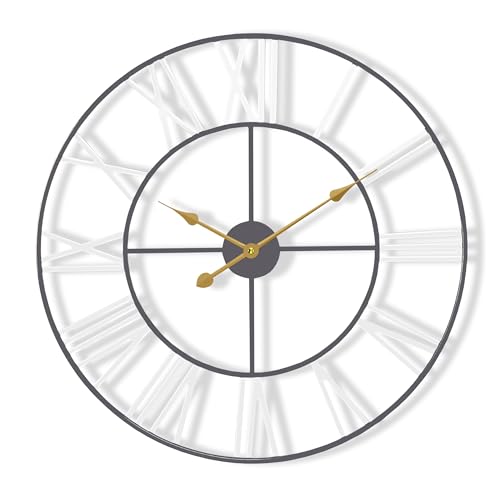 Sorbus Large Wall Clock for Living Room Decor - 24 inch Big Wall Clock Decorative - Battery Operated - Roman Numeral Analog Large Clock for Bedroom, Room, Home, Kitchen, Office, Wall Decor (White) - color: White, size: 24"