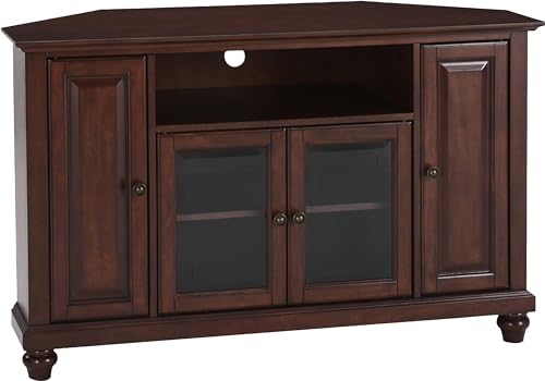 Crosley Furniture Cambridge Corner TV Stand for 50+ inch TVs, Entertainment Center with Storage Shelves, Vintage Mahogany