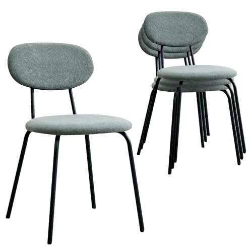 Stackable Guest Chairs Set of 4, Upholstered Waiting Room Chairs with Metal Legs for Reception, Breakroom, School, Meeting, Office - color: Green, size: Set of 4