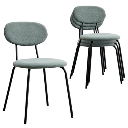Stackable Guest Chairs Set of 4, Upholstered Waiting Room Chairs with Metal Legs for Reception, Breakroom, School, Meeting, Office - color: Green, size: Set of 4