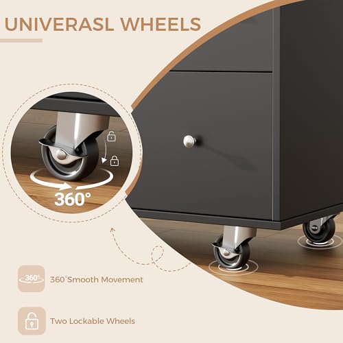 JY QAQA 40" Kitchen Island Cart Furniture cart on Wheels Rolling Portable Dining Room Serving Utility Carts Mobile Movable with Drawers Cabinet,Black - color: Black, size: 40-IN