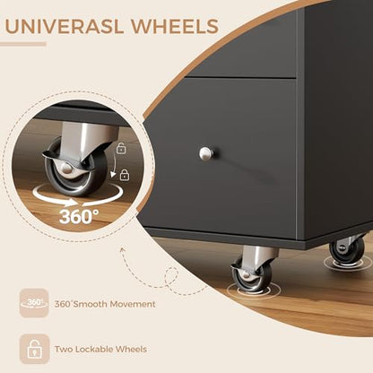 JY QAQA 40" Kitchen Island Cart Furniture cart on Wheels Rolling Portable Dining Room Serving Utility Carts Mobile Movable with Drawers Cabinet,Black - color: Black, size: 40-IN