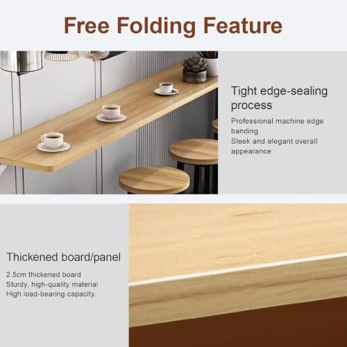 Wall Mounted Folding Table, Space Saving Floating Desk for Small Apartments, Drop Leaf Workbench, Home Office, Laundry, Narrow Long Dining Table, Kitchen Use(130x30cm/51.2x11.8in) - size: 130x30cm/51.2x11.8in