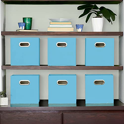 Household Essentials 6 ct Open Fabric Cube Storage Bins, Carolina Blue - color: Carolina Blue, size: 11” L x 11” W x 11” H