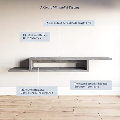 Floating Wall-Mounted TV Console by Belleze - color: Gray Wash, style: Motif