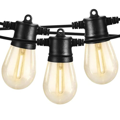 SUNTHIN Outdoor String Lights, 96FT Patio Lights with 32 LED Shatterproof Bulbs, Hanging for Outside, Garden, Backyard, Deck, Porch, Fence, Bistro, Pool, Party - color: Black