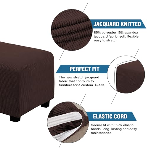 H.VERSAILTEX Ottoman Cover Slipcover Rectangle Fit Length 29'-34' Footrest Sofa Slipcovers Stool Cover Footstool Protector Covers Feature Stretch Thick Soft Jacquard Fabric Washable - Chocolate - color: Chocolate, size: Rectangle-Large