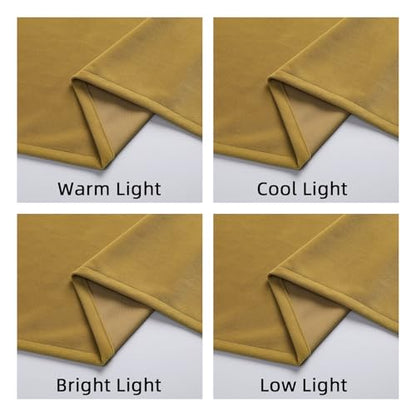 Joydeco Brown Velvet Curtains 63 inch Length 2 Panels, Luxury Blackout Rod Pocket Thermal Insulated Window Curtains, Super Soft Room Darkening Drapes for Living Dining Room Bedroom,W52 x L63 inches - color: Rod Pocket | Golden Brown, size: 52"W x 63"L (Pa