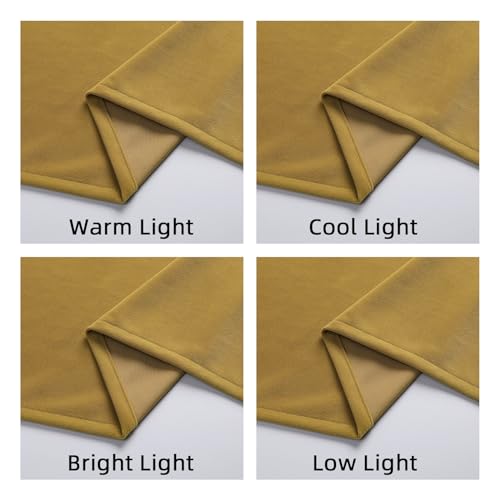 Joydeco Brown Velvet Curtains 63 inch Length 2 Panels, Luxury Blackout Rod Pocket Thermal Insulated Window Curtains, Super Soft Room Darkening Drapes for Living Dining Room Bedroom,W52 x L63 inches - color: Rod Pocket | Golden Brown, size: 52"W x 63"L (Pa