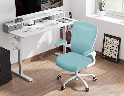 Office Chair: Mesh Ergonomic Desk Chair with 3D Lumbar & Swivel | 330LBS Computer Chair-Executive Task Chairs with Flip-up Arms Home Office Chairs Gaming Chair for Long Hours(Lake Blue) - color: Mint Green, size: Pack of 1