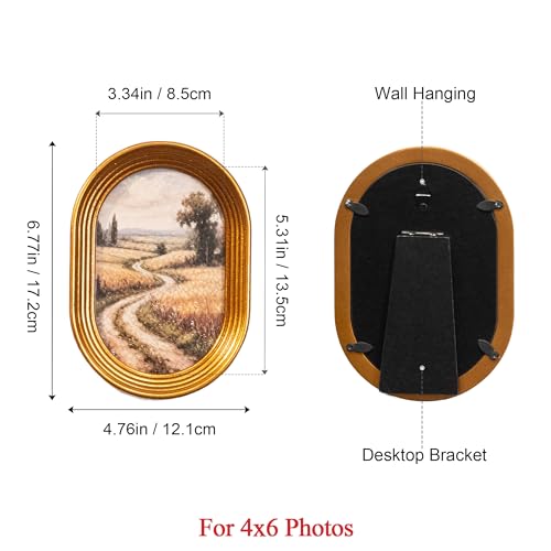 Vintage Gold Oval 4x6 Picture Frame | Ornate Decorative Frame for Home Gallery Wall & Tabletop Display - size: 1PCS