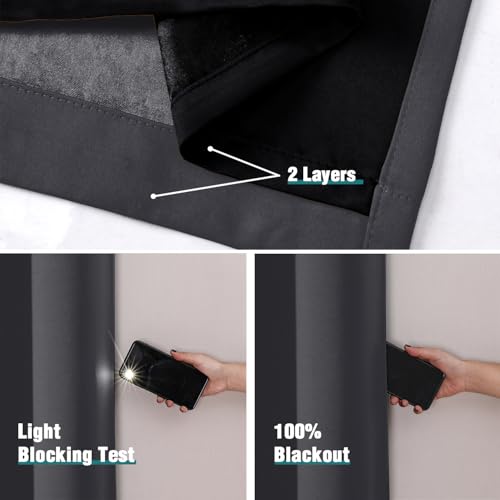 ChrisDowa 100% Blackout Curtains for Bedroom 63 Inches Long 2 Panels Set | 2 Thick Layers, Thermal Insulated, Light Blocking, Grommet, Window Treatment, Living Room Drapes, Grey, 38 x 63 Inch - color: Grey, size: 38"W x 63"L (Pack of 2)
