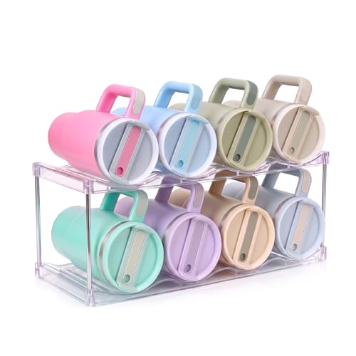 Large Compartment Water Bottle Organizer, Stackable Water Bottle Holder for Stanley 40 oz Tumbler, Clear Tumbler Organizer for Cabinet, Kitchen Pantry or Countertop, 3 Pack (2 Pack) - size: 2 Pack