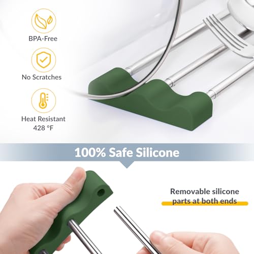 Tomorotec Adjustable Over-The-Sink Kitchen Rack, BPA-Free, Army Green | Holds 16.5 Lbs; For Dishcloths, Sponges, and Brushes - Heat-Resistant Stainless Steel with Slim, Expandable Design - color: Army Green