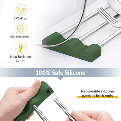 Tomorotec Adjustable Over-The-Sink Kitchen Rack, BPA-Free, Army Green | Holds 16.5 Lbs; For Dishcloths, Sponges, and Brushes - Heat-Resistant Stainless Steel with Slim, Expandable Design - color: Army Green