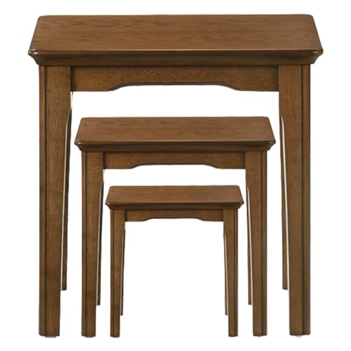 Kmax Nesting Tables Set of 3, Small Sofa Side Table Rustic Stacking End Table Rectangle Solid Wood Coffee Tables for Small Space - Walnut - color: Walnut