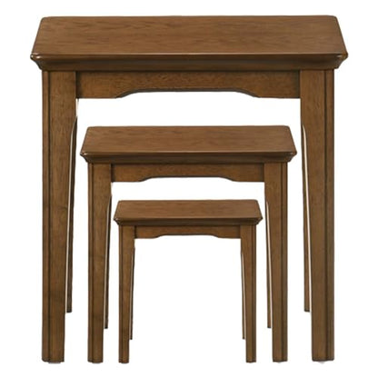 Kmax Nesting Tables Set of 3, Small Sofa Side Table Rustic Stacking End Table Rectangle Solid Wood Coffee Tables for Small Space - Walnut - color: Walnut