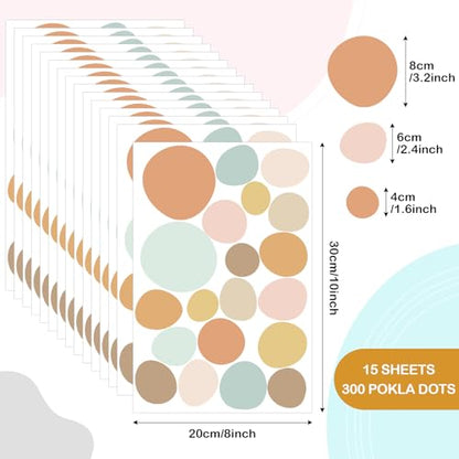 TaoBary 15 Sheet 300 Pcs Irregular Polka Dot Boho Wall Decals,Elegant Color | Removable Modern Vinyl Boho Wall Stickers Terrazzo Pattern for Playroom Bedroom - color: Elegant Color