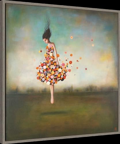 Amanti Art Framed Canvas Wall Art 30x30 Boundlessness in Bloom by Duy Huynh, Framed Wall Art Canvas, Abstract Artwork, Country Rustic Decor, Large Poster Painting for Living Room, Bedroom, Bathroom, - color: Sylvie Greywash, size: 30"L x 30"W