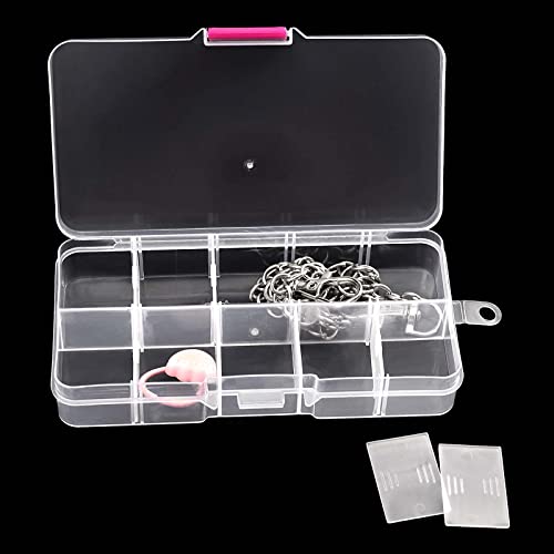 32 Pack 10 Grid Plastic Jewelry Organizer Box, 5 x 2.5 Inch Plastic Box with Removable Dividers Clear Divider Storage Boxes for Beads, Jewelry and DIY Crafts