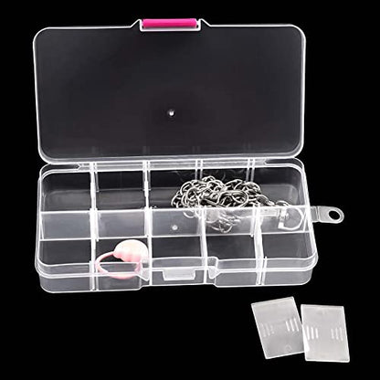 32 Pack 10 Grid Plastic Jewelry Organizer Box, 5 x 2.5 Inch Plastic Box with Removable Dividers Clear Divider Storage Boxes for Beads, Jewelry and DIY Crafts