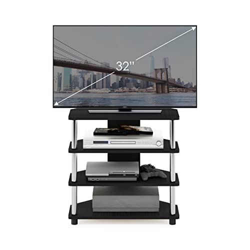 Furinno Turn-N-Tube Easy Assembly 4-Tier Petite Entertainment Center / TV Stand / TV Unit / TV Desk, Stainless Steel, Americano/Chrome - color: Americano, size: 4-Tier