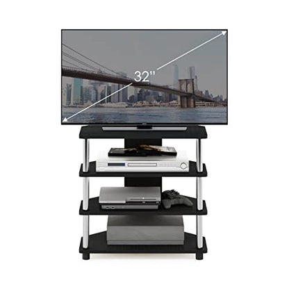 Furinno Turn-N-Tube Easy Assembly 4-Tier Petite Entertainment Center / TV Stand / TV Unit / TV Desk, Stainless Steel, Americano/Chrome - color: Americano, size: 4-Tier