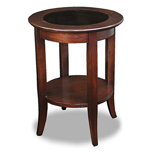 Leick Home Sheldon Round End Table, 18", Chocolate Oak - color: Chocolate Oak / Glass