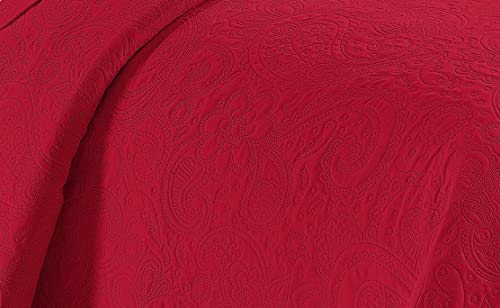 Linen Plus Embossed Coverlet Bedspread Set Oversized Solid Red Full/Queen Bed Cover Bedding New # Dana - color: Red, size: Full/Queen