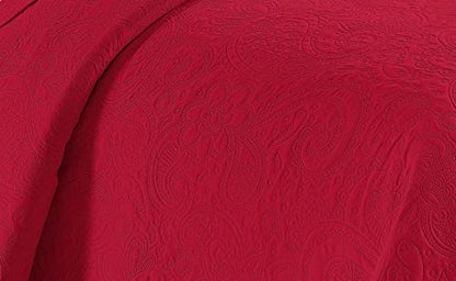 Linen Plus Embossed Coverlet Bedspread Set Oversized Solid Red Full/Queen Bed Cover Bedding New # Dana - color: Red, size: Full/Queen