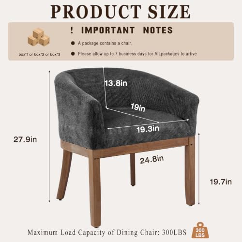Modern Upholstered Barrel Dining Chair Set of 4, Natural Hardwood Frame, Farmhouse Linen Chairs for Dining Room, Kitchen(Charcoal) - color: Black (Charcoal), size: Set of 4