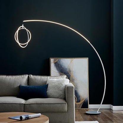 Lite Source Monita 83" Matte Silver 2-Light LED Modern Arc Floor Lamp
