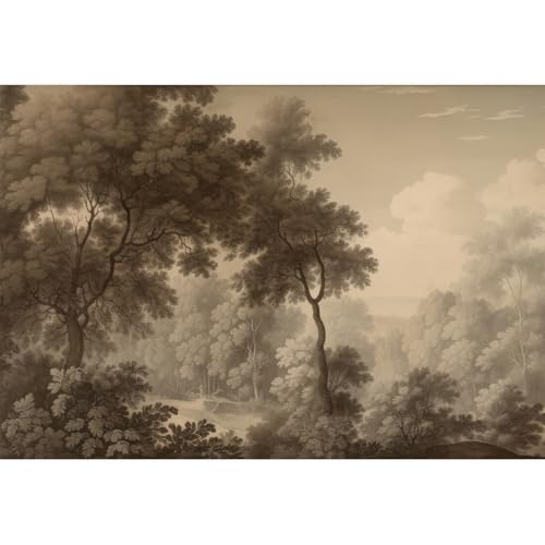 MUDECOR Wall Mural Vintage Forest Scene Sepia-Toned Scenic with Trees Removable Self-Adhesive Wallpaper Wall Decoration for Bedroom Living Room - 66"x96" - color: Ae05-2404-irs07, size: 66"x96" Self-Adhesive