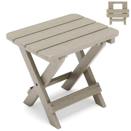 Folding Outdoor Side Table,Small HDPE Patio Table,All-Weather Compact Portable End Table for Patio,Porch,Pool,Brown,11.8" D x 15.7" W x 15.7" H - color: Brown