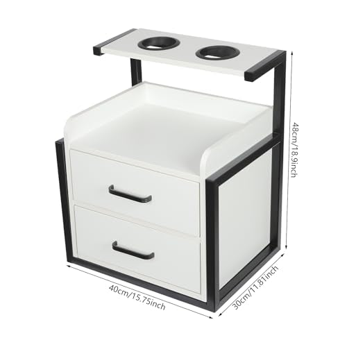 Suspended Salon Wall Cabinet with 2 Drawers & Hair Dryer Holder, Storage Cabinet for Hair Salon, Wall Mounted Styling Station, 15.75'' Wide Storage for Hair Salons, Spas, Home Use (White) - color: White