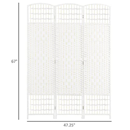 HOMCOM 3 Panel Room Divider, Folding Privacy Screen, 5.6', White | Room Separator, Wave Fiber Freestanding Partition Wall Divider - color: White, size: 3 Panel
