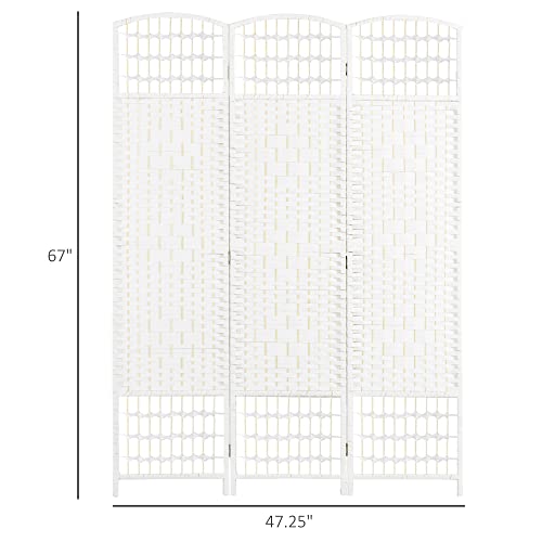 HOMCOM 3 Panel Room Divider, Folding Privacy Screen, 5.6', White | Room Separator, Wave Fiber Freestanding Partition Wall Divider - color: White, size: 3 Panel