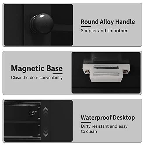 TaoHFE Black Medicine Cabinet Bathroom Over the Toilet Storage Cabinet | Wall Medicine Cabinet Organizer with 2 Door Adjustable Shelves, Wooden Modern Bathroom Shelves Wall Mounted Laundry Room - color: Black